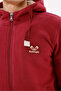 Fur Lined Hooded Full Zipper Double Pocket Logo Ribbed Detailed Warm Winter Coat - 7
