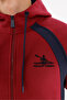 Two Piece Sports Tracksuit Set with Side Panel Detail Zippered Hooded Top and Bottom with Pockets - 2