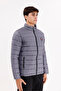 High Collar Quilted Channel Full Zip Double Pocket Lightweight Thermal Insulated Puffer Coat - 4