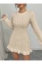 Hair Braid Textured Ruffle Detailed Mini Knitwear Dress - 2