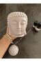 Matte Ceramic Large Size Light Grey Color Buddha Head Censer/ Room Fragrance Diffuser 13 cm - 6