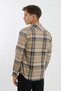 Collar Buttoned Long Sleeve Snap Fastener Single Pocket Plaid Men's Shirt - 6