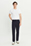 Regular Fit Normal Cut Elastic Waist Detailed Navy Blue Chino Trousers - 2
