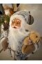 Realistic Decorative Santa Claus Figure with Grey Fur Coat / 30 cm New Year Gift - 2