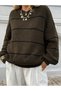 Women's Thin Striped Crew Neck over Size Knitwear Sweater, Knitwear Sweater Fmoda1200