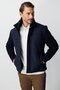 Men's Stand Collar Fur Detailed Knitwear Hybrid Coat with Sleeves – Navy Blue - 2