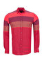 Men's Color Block Striped Woven Shirt – Red Burgundy