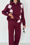 Baklava Pattern Polo Neck Half Placket Button Knitwear Bottom-Top Set Aw25Au0038 - 3