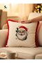 Santa Claus Embroidered Tassel Decorated Duck Fabric Pillow Cover (43 X 43) 1 Piece Without Filling