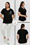 Plus Size New Season Comfortable Comfort Model Pocket Detailed Short Sleeve V-Neck Combed Cotton Tunic T-Shirt - 2