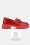 Women's Red Patent Leather Genuine Natural Leather 36-41 Number Loafer Shoes