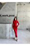 Sandy long sleeve long dress with shirring detail red - 5
