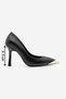 Women's Stiletto Pointed Toe Gold Detailed Classic Heeled Shoes Ginez Black - 3