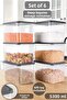 6 Deep Food Storage Containers with Labels - Pulses Flour Container Large Size Food Box 5300 ml Transparent