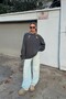 Smoked Biscuit Crew Neck Oversize Women's Knitwear Sweater - 4