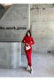 Sandy long sleeve long dress with shirring detail red - 3
