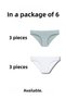 Women's Set of 6 Cotton Slip Panties - White & Light Aqua Green Relaxed Fit - 2