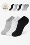 Unisex Cotton Invisible Sneakers Sports Socks 12 Pairs Black White Gray