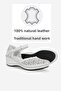 Women's White Genuine Leather 35-41-42 Size Padded Heel Side Open Sandals - 3