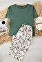 Green Floral Capri Knitted Pajama Set TBBSS25AI00002 - 6