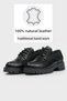 WOMEN'S BLACK GENUINE NATURAL LEATHER LACE-UP OXFORD SHOES - 3