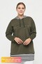 Plus Size 100% Cotton Spring Comfort Model with Side Slits and Line Detail Hooded Sweatshirt