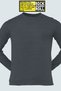Plain Anthracite Crew Neck Long Sleeve Women's Combed Cotton T-shirt - 2