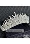 Nyra Pearl White Crystal Stone Luxury Design Engagement Bridal Tiara Metal Crown High Authentic Motif - 2