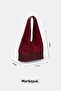 Genuine Suede Casual Shoulder Bag Burgundy - 4