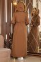 Plus Size Hooded Ribbed Coat Brown 15500 - 5