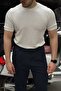Kama Men's Crew Neck Cotton Regular Fit Short Sleeve White Slim Knitwear T-Shirt - 3