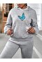 طقم بدلة رياضية سويت شيرت Jogger - مقاس كبير مطبوع 3 خيوط بقلنسوة - 4