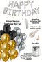 Happy Birthday Foil Set Black Gold Silver Balloon Party Birthday Decoration Set - 2
