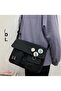 dompuleri fashion Harajuku Unisex Unisex Black Messenger Bag with Pockets