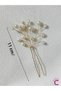3-Piece Elegant Pearl Bridal Crown Hairpin Hair Bun Pin Gold - Wedding Wedding Engagement Promise Accessory - 5