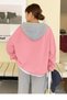 Double Color Pink-Grey Hood Unprinted 3-Thread Oversize Jacket - Cardigan - 2