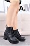 Linda Lace Up Side Zipper Women's Boots Black Leather - 3