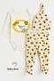 Aunt's Honey Written 3-Piece Newborn Set with Bee Patterned Booties Bottom, Beanie, Snap Fastener Long Sleeve Body - 5