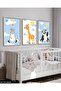 Little Cat Panda and Giraffe 3 Piece Wooden Framed Painting Act