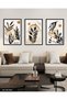 Boho Style Watercolor Look Black Leaf 3 Piece Black Wooden Framed Painting Act - 3
