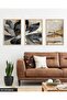 Gold Detailed Black Flower 3 Piece Wooden Framed Painting Act - 3