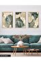 Green Floral Modern Art 3 Piece Wooden Framed Painting Act - 3