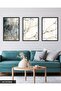 Blue Flower Tree 3 Piece Black Wooden Framed Painting Act - 2