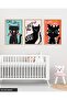 Cute Black Cats 3 Piece Wooden Framed Painting Act - 2