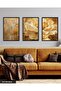 Gold Flowers and Leaves 3 Piece Black Wooden Framed Painting Act - 2