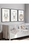 Animals Children's Room 3 Piece Black Wooden Framed Painting