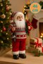 Santa Claus Figurine with Gas Lamp, Kokina Floral Christmas Decorative Ornament for Home Office 46 cm