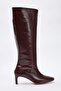 Bordo Kadın 6 cm İnce Topuklu Çizme TAKAW25CZ00002 - 3