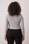 Teen Gri Kontrast Biye Detaylı Fitted/Vücuda Oturan Fermuarlı Yaka Esnek Örme Bluz TBBAW26AF00041 - 4