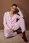 Pembe Çizgili Viskon Dokuma Pijama Takımı THMAW26PT00106
